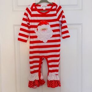 Marie Nicole Sequin and lace Striped Santa Romper!!
